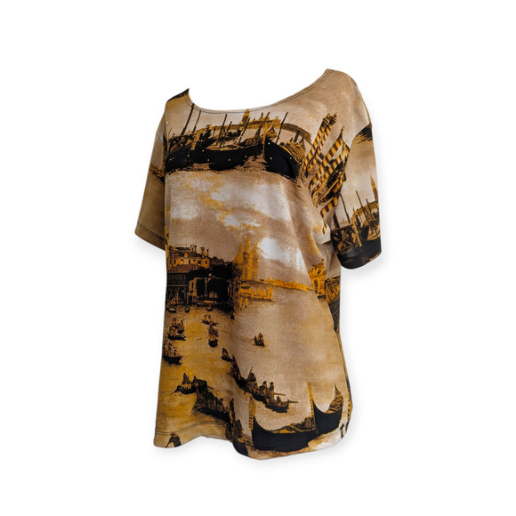 90s Jessica Max Stretchy Top XL Embellished Sepia Gondola Gondolier Venice - Picture 6 of 9